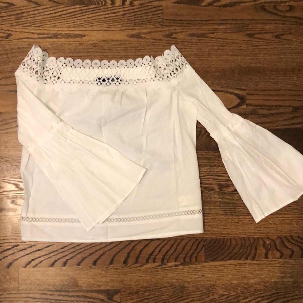 Off the shoulder white shirt